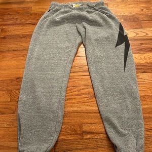 Aviator Nation grey sweatpants with black bolt